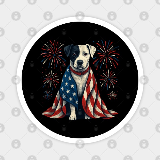 Patriotic PitBull 4th of July Fireworks Magnet by Creatifly Graphic Tees